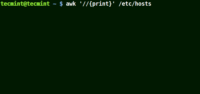 Awk Prints all Lines in a File