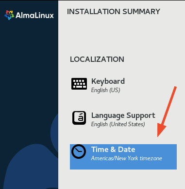 AlmaLinux Time and Date