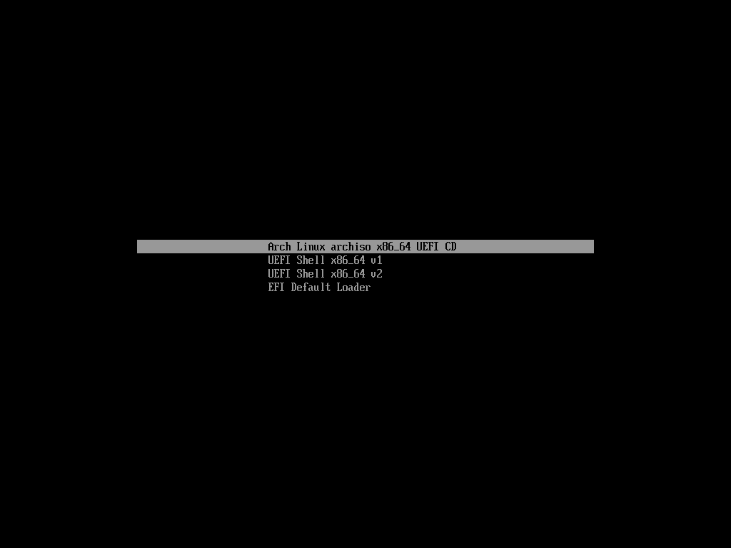 Arch Linux Boot Menu