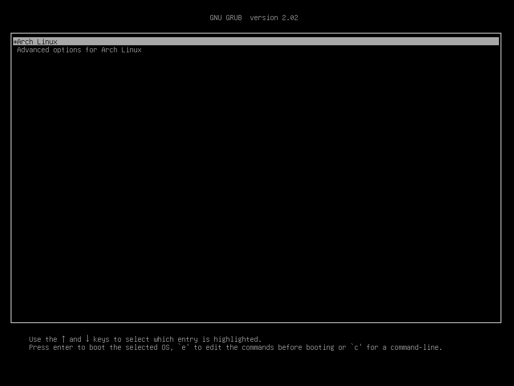 Arch Linux Grub Menu