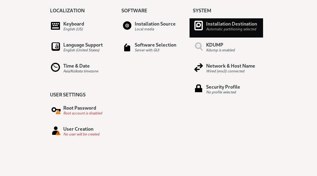 CentOS Stream Installation Destination