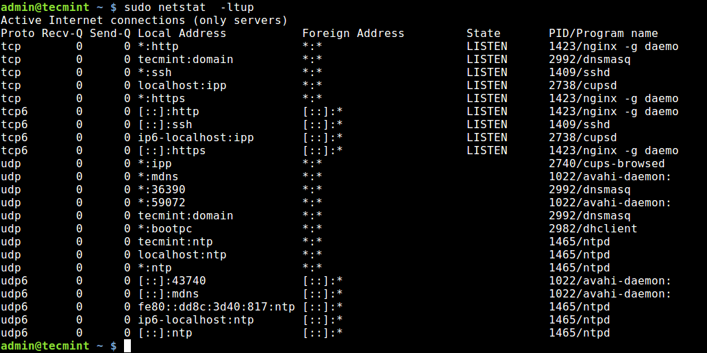 Check Open Ports Using Netstat Command