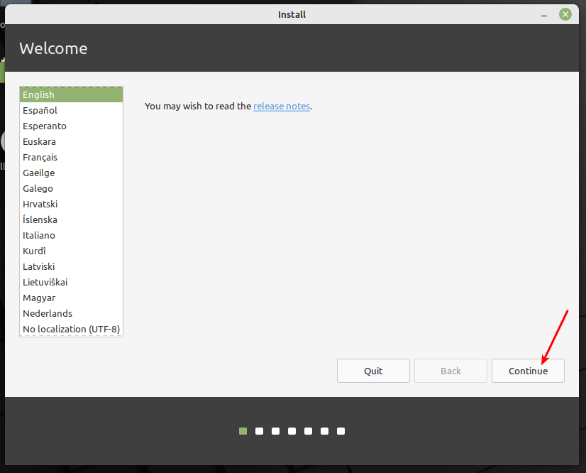 Choose Linux Mint Language