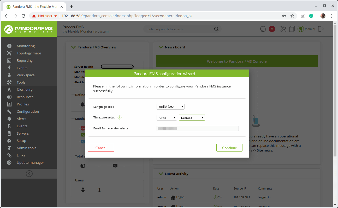 Configure Pandora FMS Console