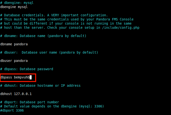 Set MySQL User Password in Pandora Configuration