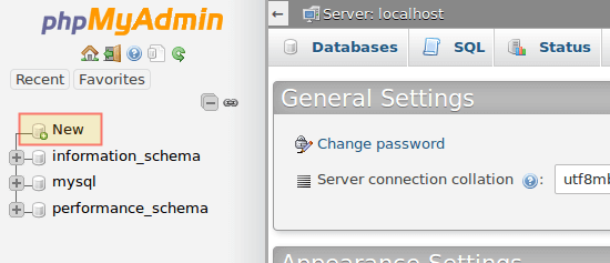 Create New Database in PhpMyAdmin