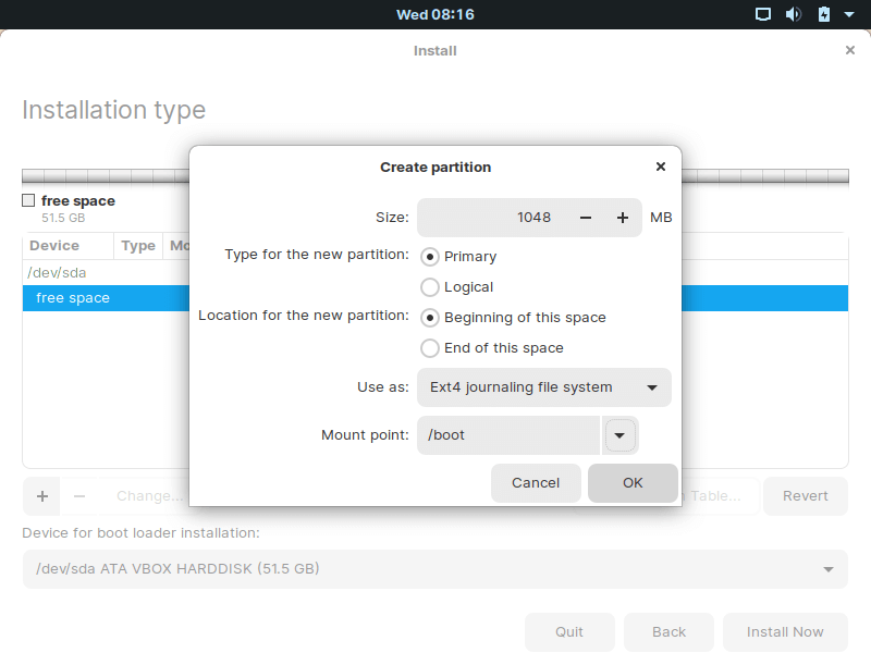 Creating Boot Partition for Zorin