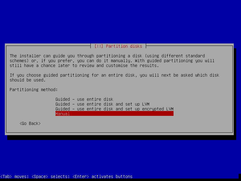 Debian Manual Partitioning