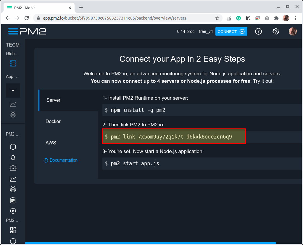 Link PM2 to PM2.io