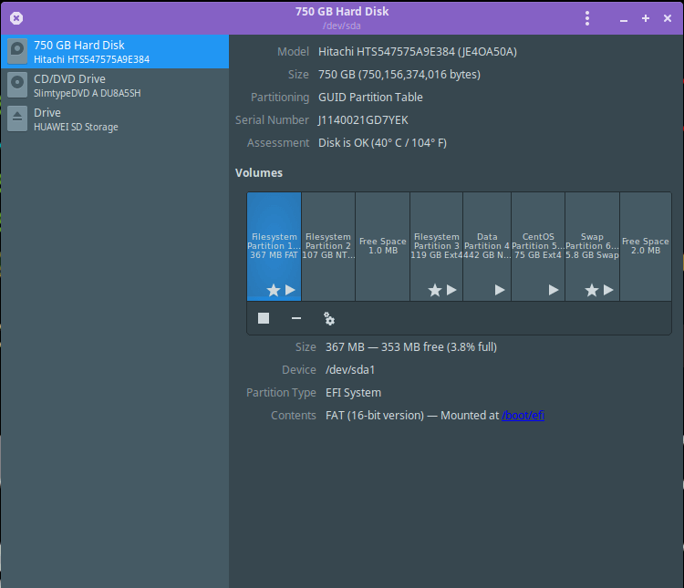 Gnome Disk Utility for Linux Disk Scanning