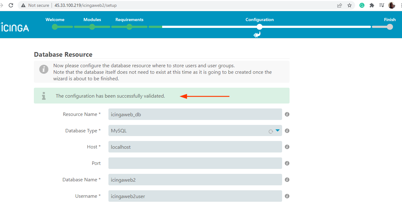 IcingaWeb2 Validation Successful