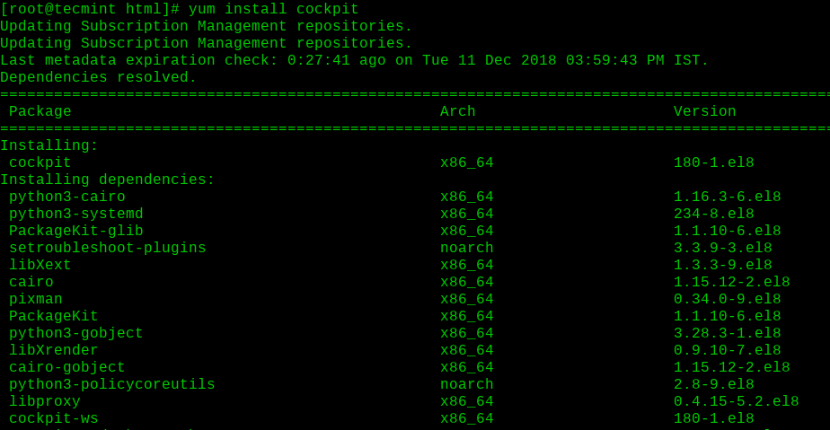 Install Cockpit on RHEL 8