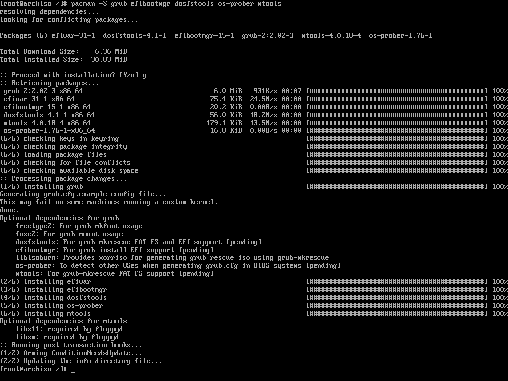 Install Grub Boot Loader in Arch Linux