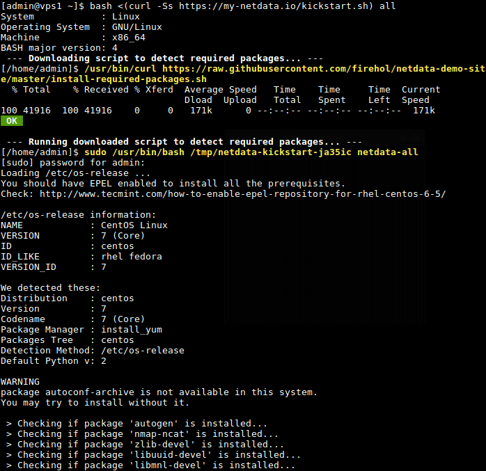 Install Netdata on CentOS 7