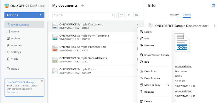 Install ONLYOFFICE DocSpace on Linux