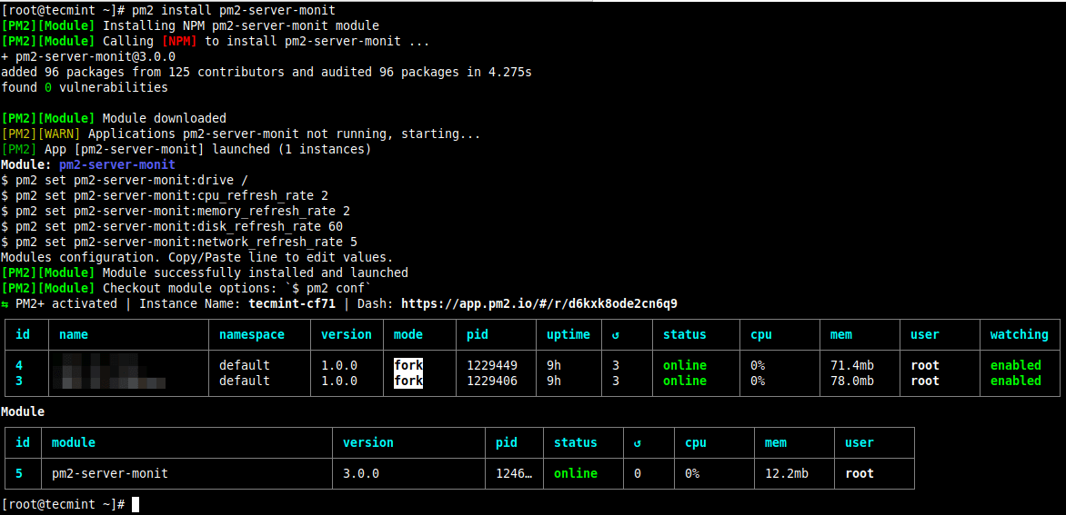 Install PM2 Server Monitoring Module