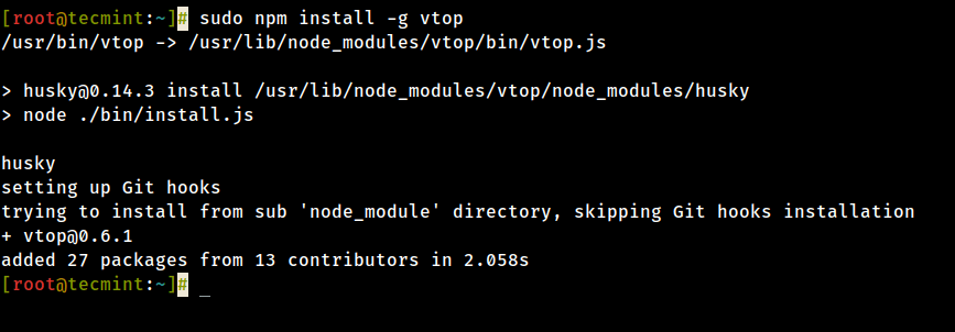 Install vtop in Linux