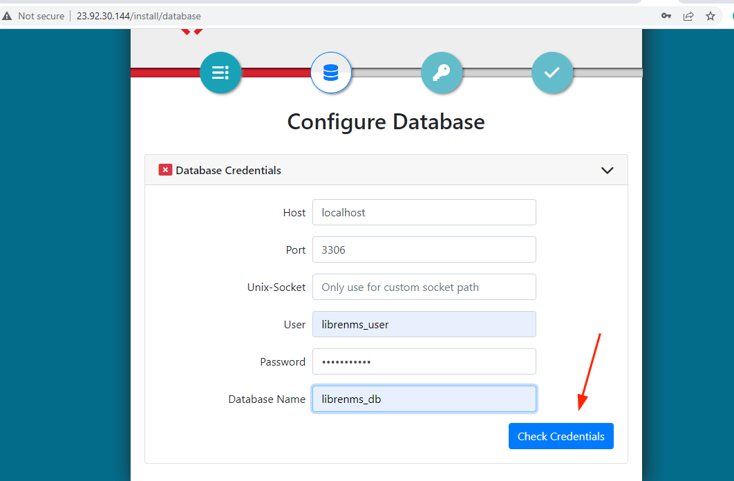 LibreNMS Database Settings