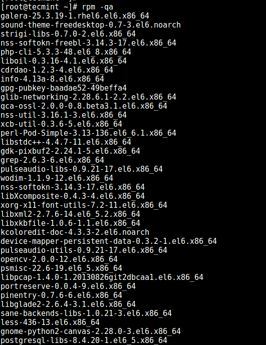 List All Installed Packages in CentOS