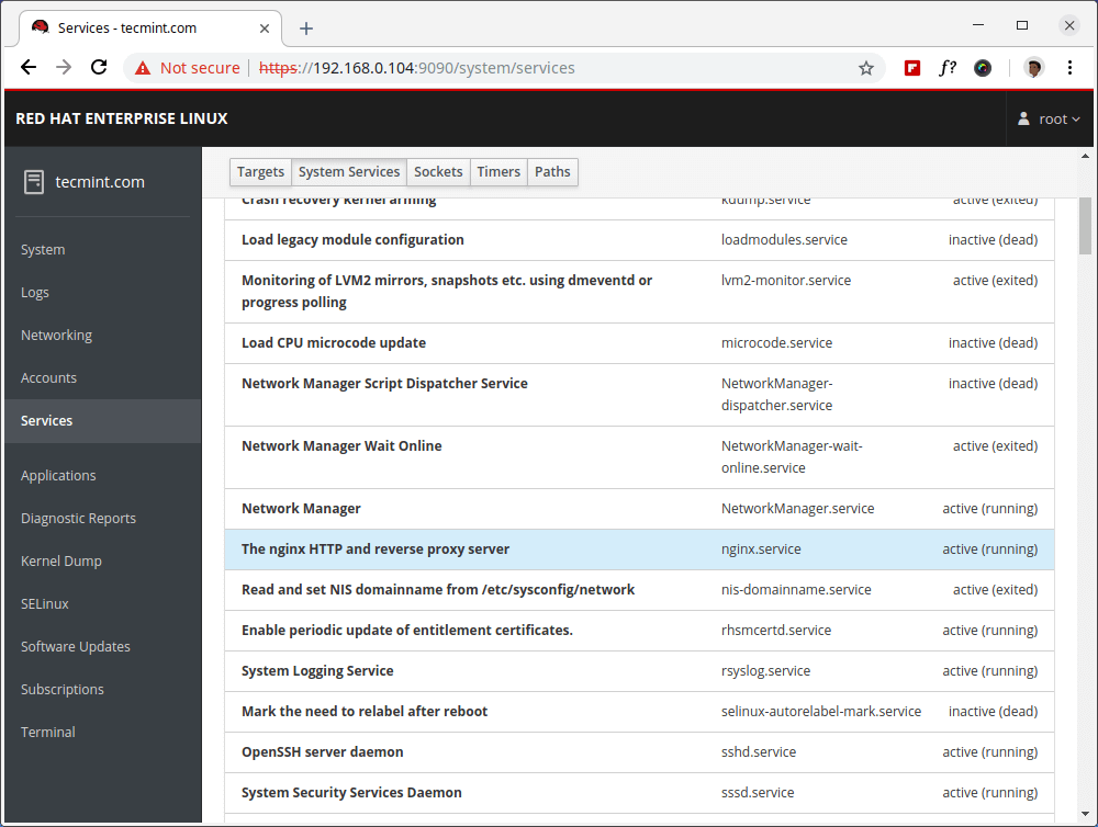 Manage Services in RHEL 8