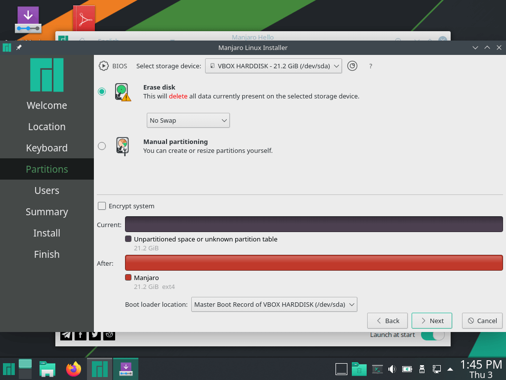 Manjaro Linux Partitions