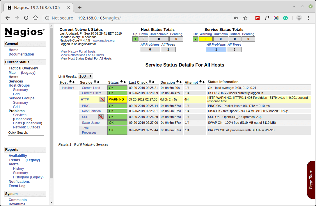 Nagios Host Services