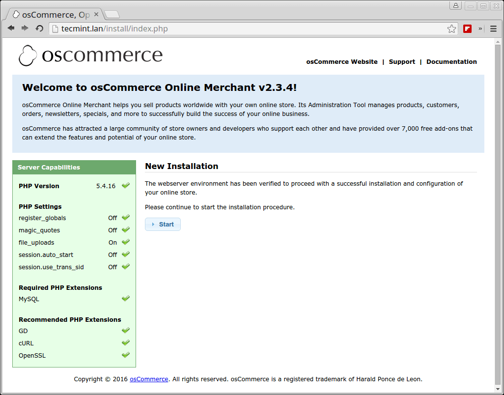 osCommerce Installation in Linux