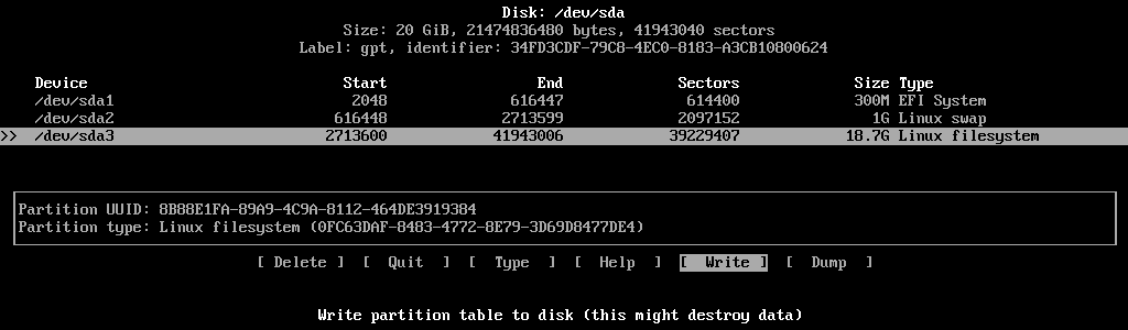 Partition Table Summary