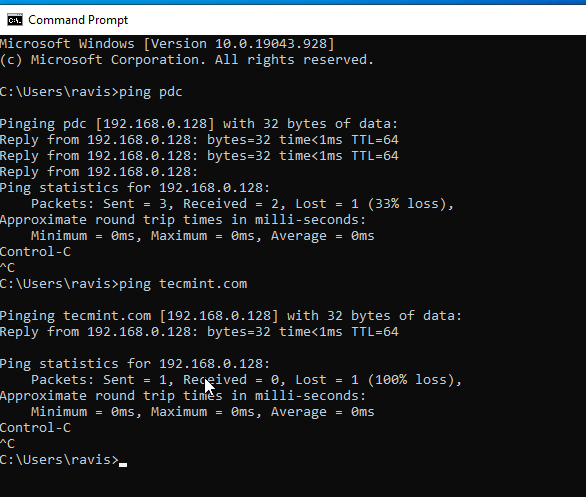 Ping Zentyal PDC Domain