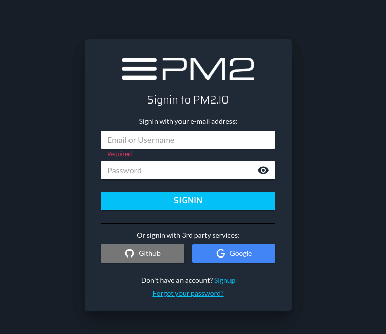 PM2 Signup