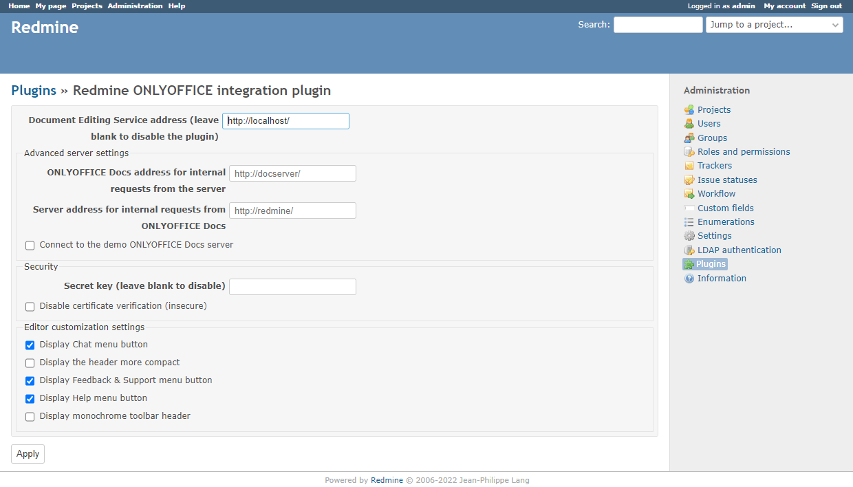 Redmine ONLYOFFICE Integration Plugin