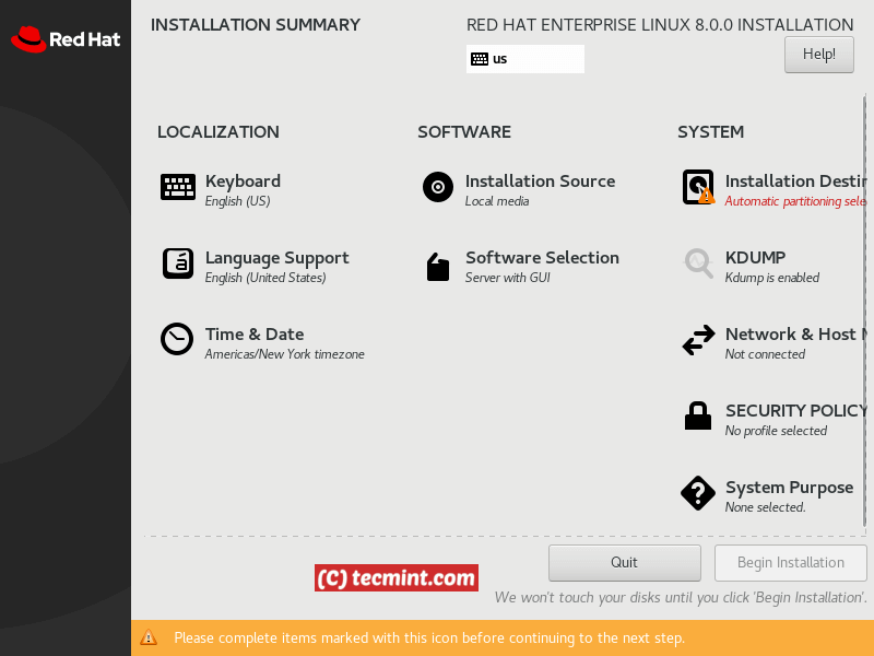 RHEL 8 Configuration Wizard