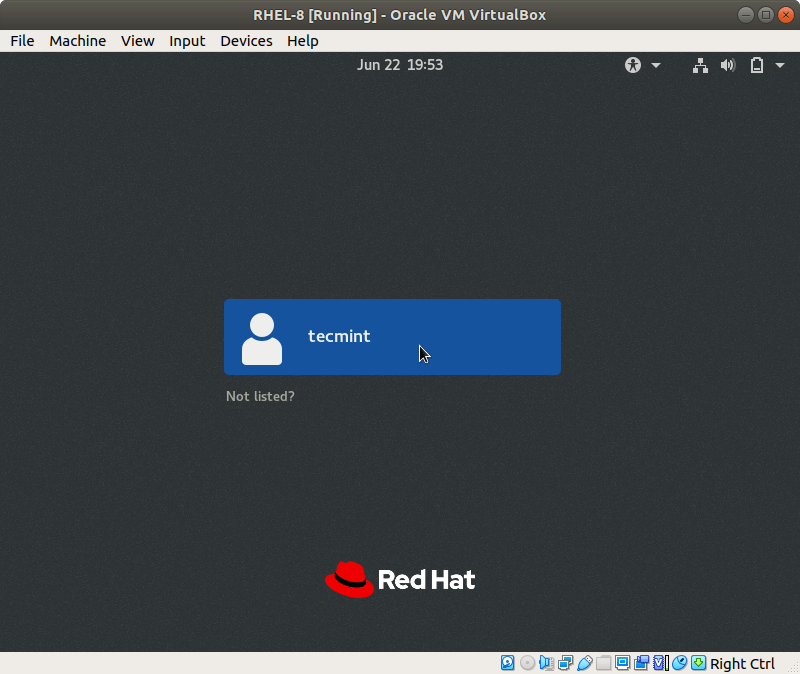 RHEL 8 Gnome Login