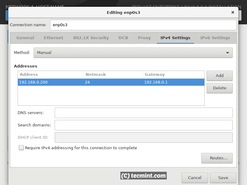 RHEL 8 Network Settings