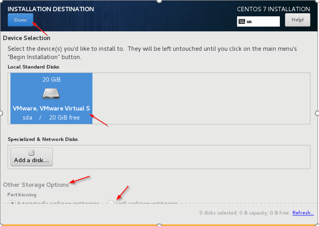 Select Disk for CentOS Installation