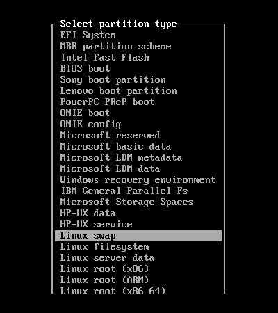 Select Swap Partition