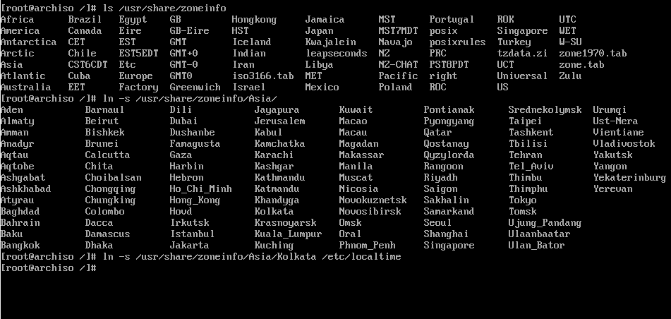 Set Arch Linux Timezone