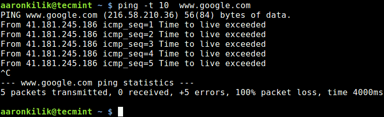 Set Ping TTL Count