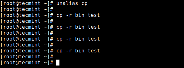 Unalias cp Command Alias