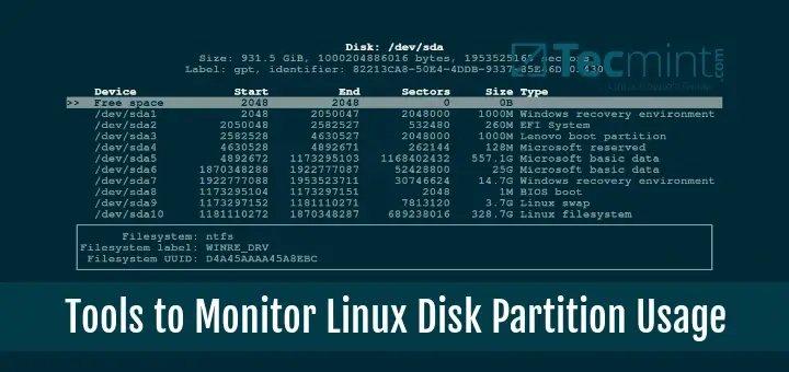 Tools to Monitor Linux Disk Partition Usage